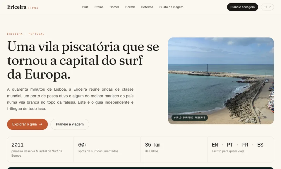 Captura de ecrã de Ericeira Travel